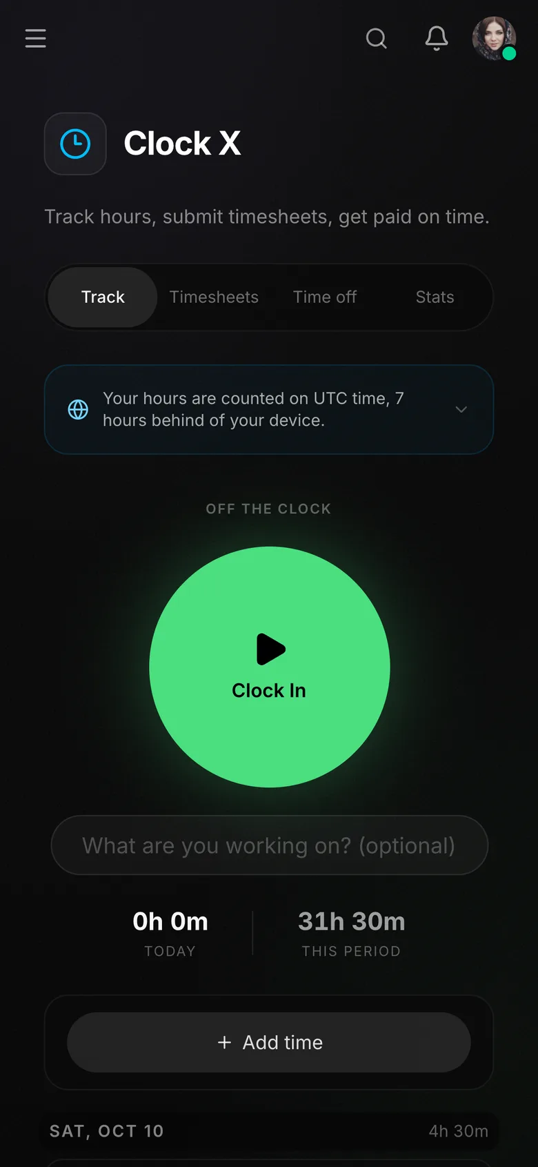 Clock X on a phone